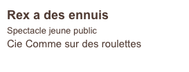 Rex a des ennuis
Spectacle jeune public
Cie Comme sur des roulettes    
                            